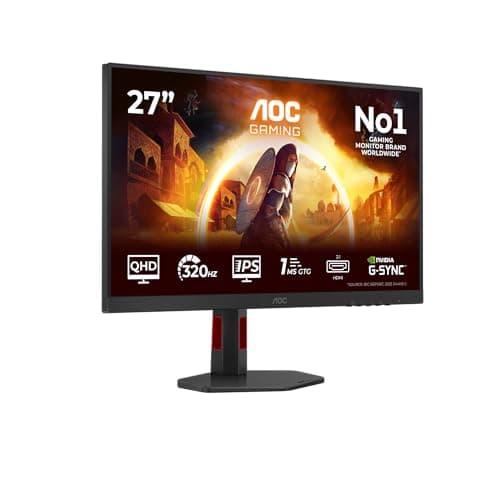 Image of AOC Q27G4SRU 27 inch WQHD Gaming Monitor 320Hz, Fast IPS Panel, 0.3ms MPRT, Adaptive Sync, HDR400, G-Sync Compatible, Height Adjustment, Speakers, (2560x1440 HDMI 2x 2.1 DP 1x 1.4 USB Hub) Black