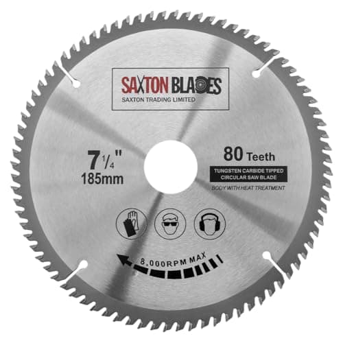 Image of TCT18580T Saxton TCT Circular Wood Saw Blade 185mm x 30mm Bore x 80T for Bosch Makita Dewalt Fits 190mm Saws