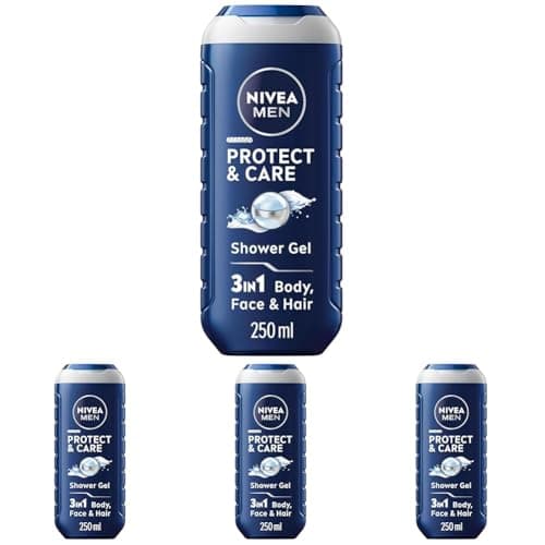 Image of NIVEA MEN Protect & Care Shower Gel (250 ml), Moisturising 3-in-1 Body Wash for Men with Aloe Vera, Energising NIVEA MEN Shower Gel (Pack of 4)