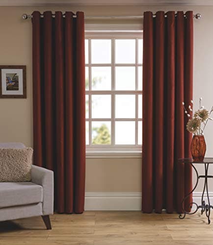 Image of Sleepdown Herringbone Eyelet Lined 100% Polyester Curtain 66 X 72 - Red