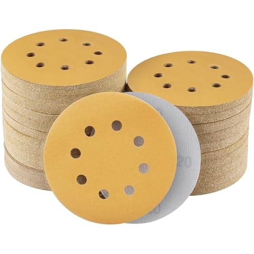 Image of Sruhrak 100 Pcs 125mm Sanding Discs, 400 Grit Nylon Adhesive Sanding Pads 5 Inch 8 Hole Hook and Loop Sanding Disc for Orbital Sander