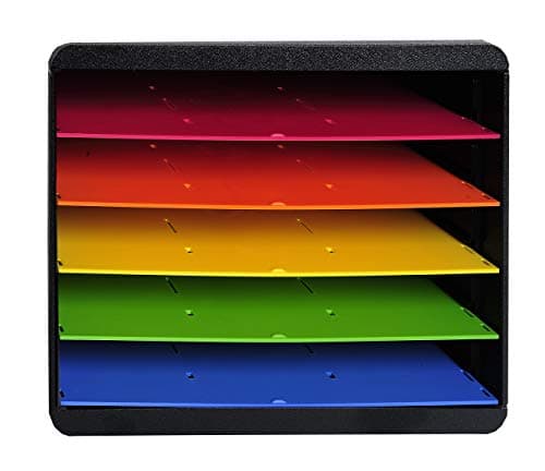 Image of Exacompta - Ref 305798D - Iderama Collection - Sorter Horizon 5 Sections - 270 x 355 x 271mm in Size, Suitable for Landscape A4+ Documents - Black / Harlequin