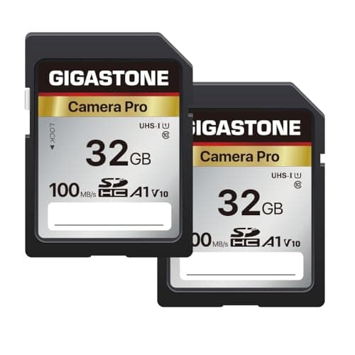 Image of Gigastone 32GB SDHC Memory Card, Pro Series Camera, Pack of 2 Cards, Up to 100MB/s Speed, Compatible with Canon Nikon Sony Camcorder, A1 U1 V10 UHS-I Class 10 Camera for Full HD Video
