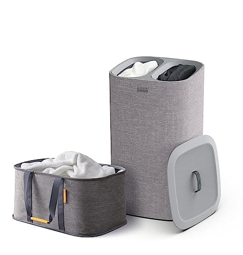 Image of Joseph Joseph Laundry 2 piece set - Hold-All 35L collapsible Washing Basket and Tota 60L Laundry Separation Hamper with 2 removeable bags - Grey