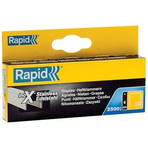 Image of Rapid Stainless Steel Staples for Textiles, Finewire No. 13, Leg Length 6mm, Staple Gun Staples, High-Performance, 2500 Pieces, Boxed (11830726), Silver