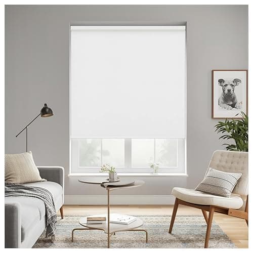 Image of Thermal Insulated Blackout Fabric Roller Blinds, Easy Fit Room Darkening Shades Fittings Included Cream (Width 90cm x Length 165cm, Blackout, Cream) (BK004)