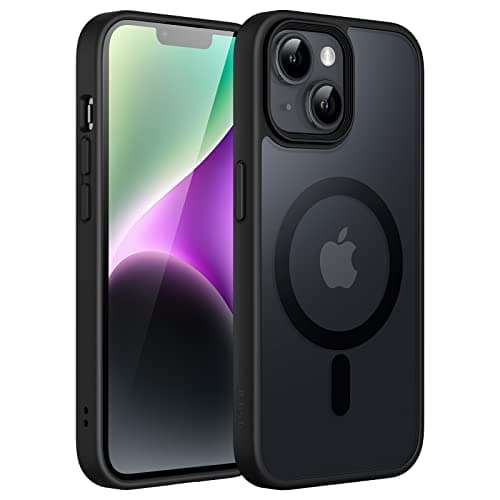 Image of JETech Magnetic Case for iPhone 14 Plus 6.7-Inch Compatible with MagSafe, Translucent Matte Back Slim Shockproof Phone Cover (Black)