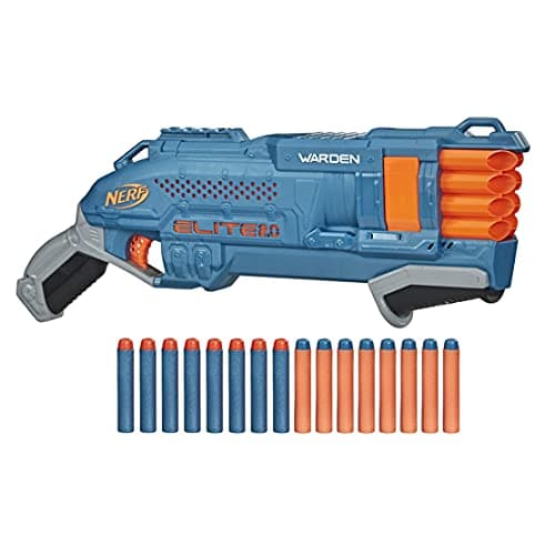 Image of Nerf Elite 2.0 Warden DB-8 Blaster, 16 Official Nerf Darts, Blast 2 Darts At Once, Tactical Rail, Slam Fire