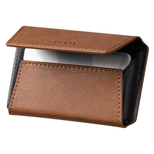 Image of VULKIT Leather Business Card Holder Case for Men Slim Pocket Business Card Wallet Name Card Case Holder, Holds 20 Business Cards, Brown, Slim