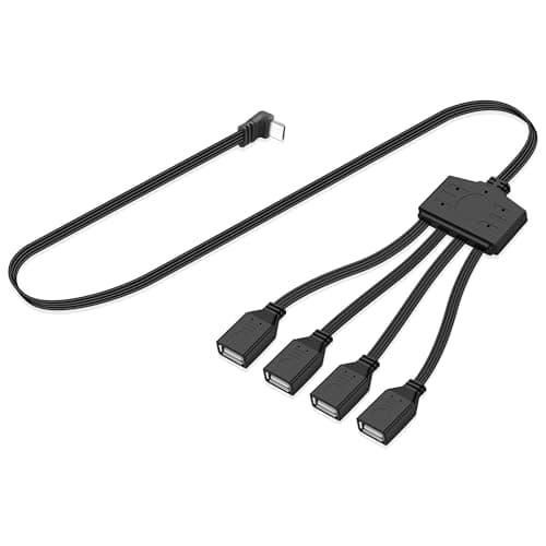 Image of JSADZKJ Flat Type C to Multi Type-A Splitter Cable Type C Male to 4 USB A Female 2.0 OTG Connector Extender Cord 4 in 1 Multi Cable with 4 USB Port Support Charging&DataTransfer 1.6ft (USB-C Up)