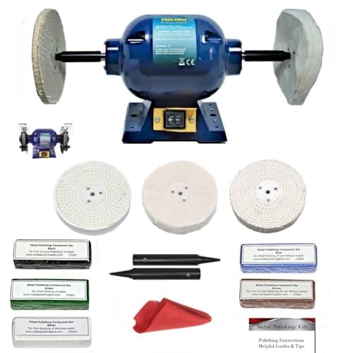 Image of 375W Bench Grinder Metal Polisher Polishing 6" Machine with 6" Metal Polishing Kit