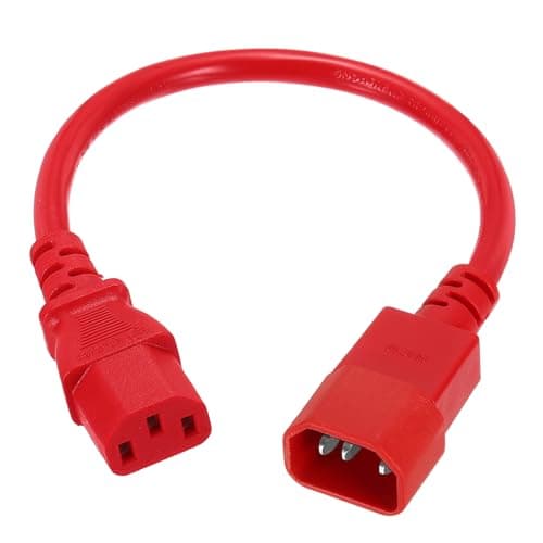 Image of sourcing map 1ft 18 AWG Red 18/3 Universal Power Cord C14 to C13 10A 250V 3-Prong Extension PDU Power Cables for PC,Computer,Printers,TV,AC Adapter,Laptop,Monitor