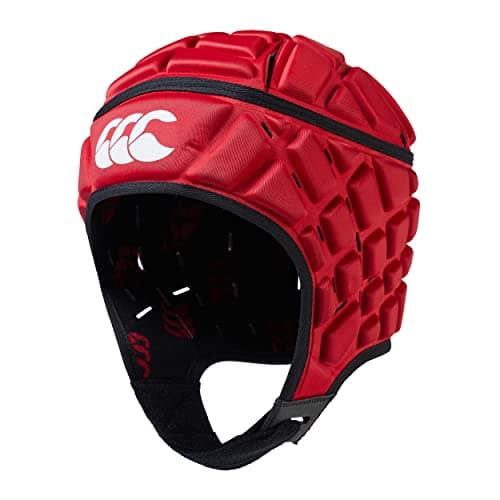Image of Canterbury CCC Rugby Raze Headguard, Scrum Cap, Full Coverage, Soft-Edged Chin Strap, Designed Holes Aid Ventilation, Foam Padding,Flag Red,M