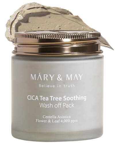 Image of Mary&May Vegan Cica TeaTree Soothing Wash Off Pack - Centella Asiatica Extract, Tea Tree, Soothing, Pore Care, Trouble Relief, Mask Wash Off - Vegan, EWG Ingredients, 125g