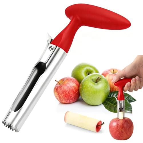 Image of Apple Corer Remover, Apple Slicer Cutter, Apple Cutter with Serrated Stainless Steel Blade and Ergonomic ABS Handle, Easy to Clean & Use Apple Corer and Slicer (Red)