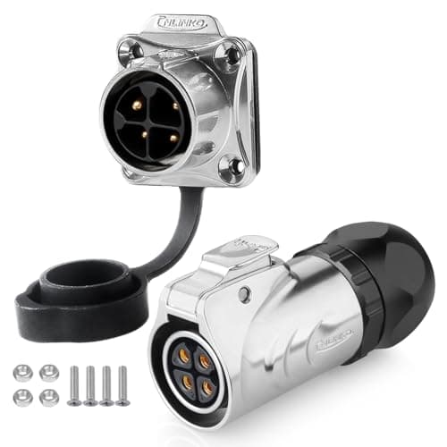 Image of CNLINKO LP20 Reverse Mount 4-Pin Waterproof Circular Electrical Connector, IP68 Female Plug Male Socket for Automotive Machinery and Outdoor Applications Quick Connect Aviation Connector (Metal Plug)