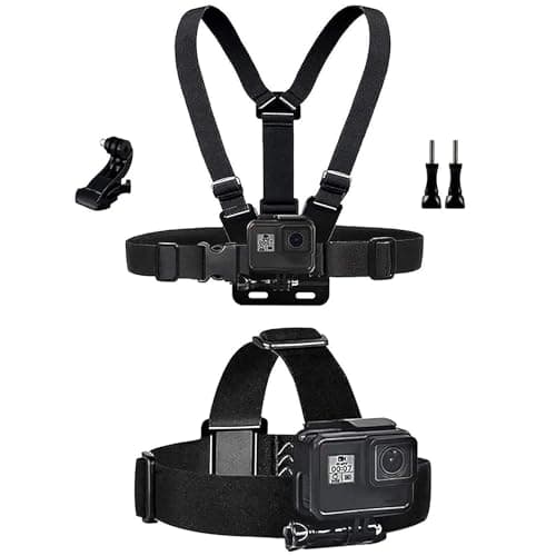 Image of TEKCAM Elastic Chest and Head Harness Compatible with GoPro Hero 13 12 11 10 9 8 7/ AKASO EK7000 Pro V50 Elite/DJI Osmo/WOLFANG/Apexcam/Jadfezy Action Camera Waterproof Chest Mount Head Strap