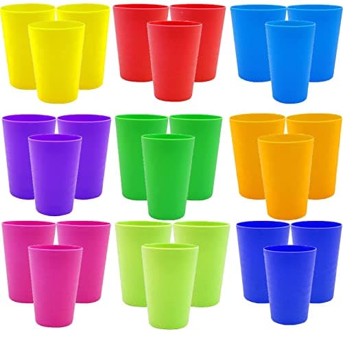 Image of WAIZHIUA 27-Piece Plastic Cups, 260ml Reusable Drinking Cups, Plastic Tumblers Set for Children Kids, Kitchen, Outdoor Parties, Picnics, BBQ’s, Travels, 9 Colors