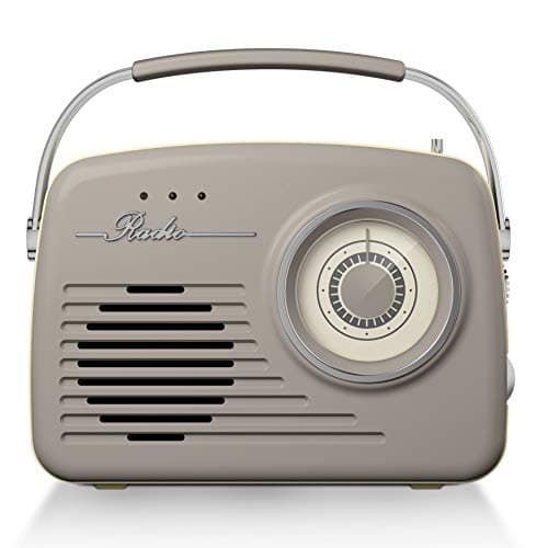 Image of Akai A60014VT Vintage Radio with AM and FM Radio Functions, Built-in USB, Crystal Clear 5 W Mono Speaker, 220 V/50 Hz, Battery or Mains Powered, Rubberised Finish, Taupe
