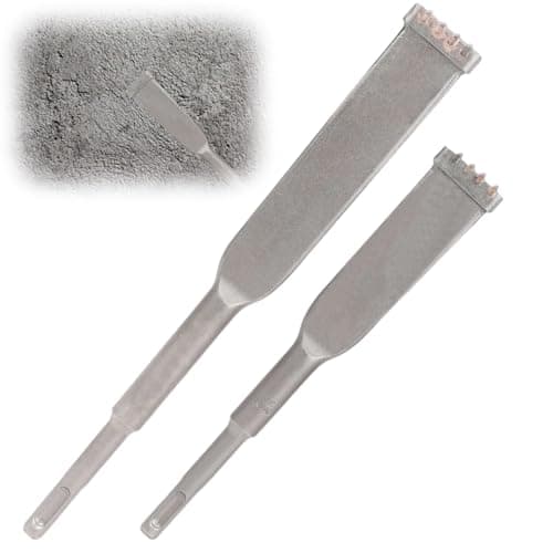 Image of 2PCS SDS Plus Brick Removal/Masonry Chisel, 20+25cm Comb SDS Chisel Bits for Tile Concrete Corner Stone, Carbide-Tipped Heat-Treated Flat Blade for Brick Removal, Cavity Inspection and Mortar Work