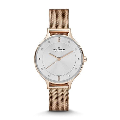 Image of Skagen Watch for Women Anita Lille, Three Hand Movement, 30 mm Rose Gold Stainless Steel Case with a Stainless Steel Mesh Strap, SKW2151