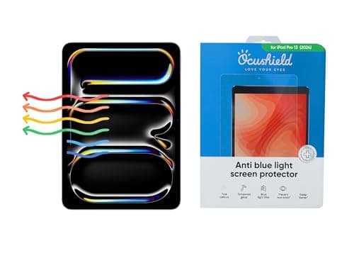 Image of Ocushield Anti Blue Light Screen Protector for iPad Pro 13" (2024-2026) - 9H Tempered Glass Filter Blocks UV & Blue Light, Anti-Glare, Anti-Bacterial, Designed by UK Optometrists