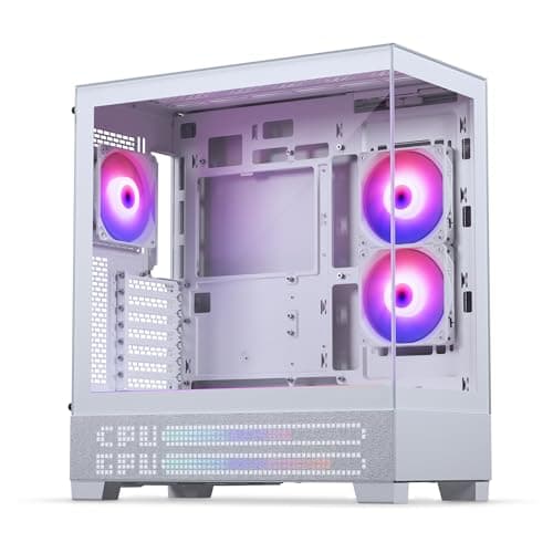 Image of Phanteks XT View Matrix Mid-Tower ATX Gaming PC Case, 600 LED Matrix Display, Tempered Glass Front and Side Panels, USB-C 3.2 Gen2, 3X D-RGB Fans Included, Rear Connector Ready (Grey White)