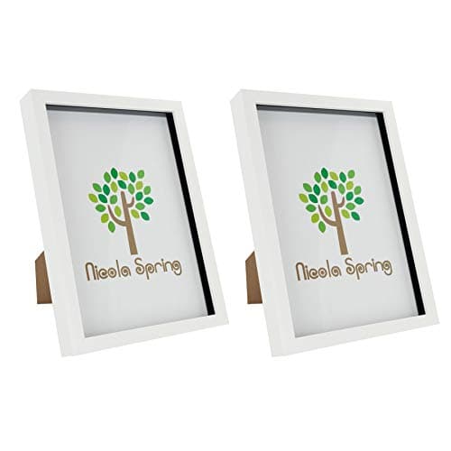 Image of Nicola Spring 3D Shadow Box Photo Frames - 8 x 12 (20 x 30cm) - Pack of 2 - White 3D Photo Frame A4 Picture Frame Portrait Display Case for Crafts, Keepsakes, Wedding, Graduation