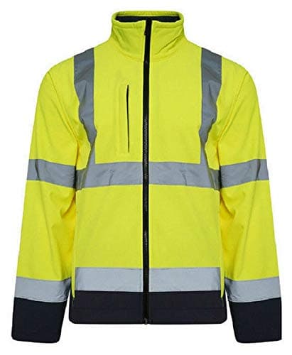Image of Stormway Hi Vis Viz Visibility Two Tone Full Zip Softshell Jacket (Yellow/Navy, L)