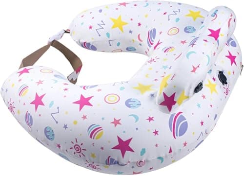 Image of Inflatable Nursing Pillow for Breastfeeding & Bottle-Feeding – Portable Travel Feeding Cushion with Adjustable Waist Strap – Soft Cotton Cover – Odour-Free Thickened TPU Inner – Removable & Washable