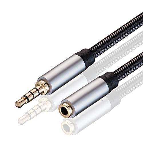 Image of Audio Mic Extension Cable 15M,3.5mm Aux Headphone Extender 4-Pole Jack Plug Extension Lead Stereo Male to Female Braided Cord for Headset,TV,Laptop,Phone,Switch Lite,Car,PS4,Xbox and more(50Ft/15M)