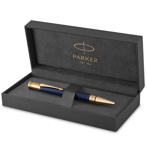 Image of Parker Duofold Ballpoint Pen | Prestige Blue Chevron | Medium Point Black Ink Refill | Premium Gift Box