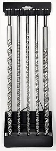 Image of Unibos | SDS Plus Rotary Cross Hammer Drill Bit 5PCS Set 450MM | 10-25mm Impact Drill Bit 4-Cutter Carbide Tips For Drilling Stone, Concrete, Brick Wall, Cement, Masonry (5PCs 450mm 10-24mm)