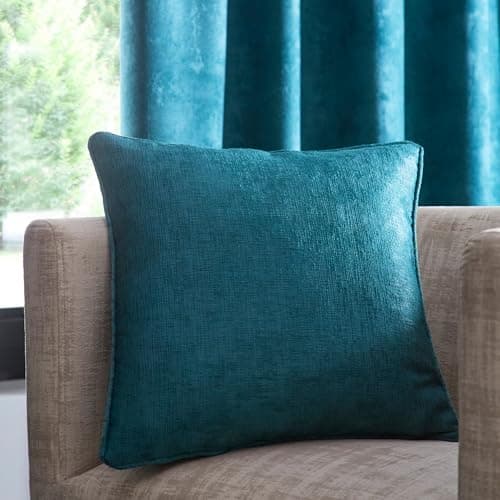 Image of Fusion - Forest Green Cushion (43 x 43cm) - Filling Included - Piped Edge - Matching Curtains Available - Turquoise Cushion with Cover Included/Cushion Insert - Strata Collection