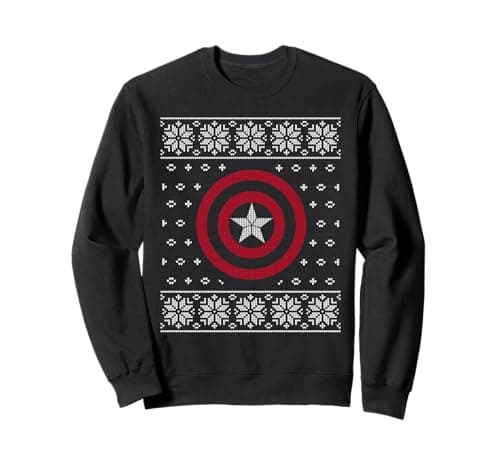 Image of Marvel Captain America Shield Ugly Christmas Sweatshirt