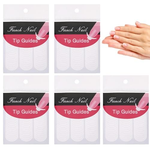 Image of Prasacco 240 Pack French Tip Nail Stickers, White French Manicure Strips, Adhesive Moon Shape Design, DIY Nail Stickers and Decals