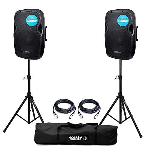 Image of Evolution Audio RZ12A V3 Active 2000W 12" DJ Disco PA Speaker (Pair) with Stands