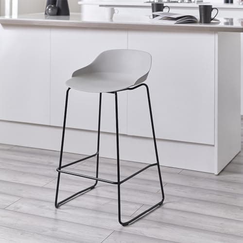 Image of Julian Bowen Set Of 2 Rocco Stools-Light Grey, Polypropylene, 83 x 48 x 49cm