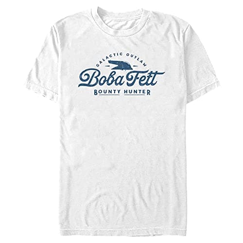 Image of STAR WARS Men's Galatic Outlaw Boba Fett T-Shirt, White, L Big Tall