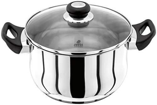 Image of Judge Vista Stainless Steel Extra Large Stockpot with Twin Handles 24cm, 5L, Shatterproof Vented Glass Lid, Induction Ready, Oven Safe