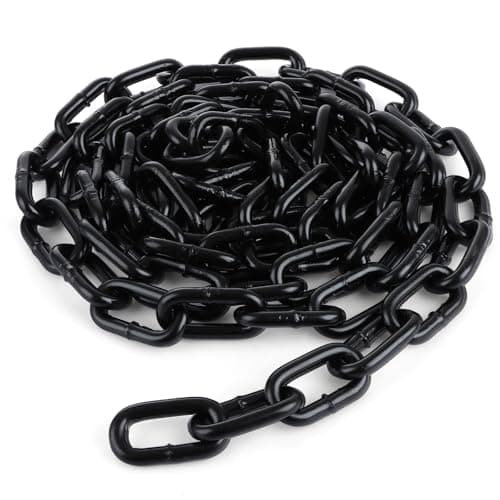 Image of JMIATRY 3 Metres Length Steel Chain, 8mm Heavy Duty Chain Links, Black Carbon Steel Welded Link Chains Lift for Fence Gate, Garage Doors, Swing Chains and Bicycle Security Lock