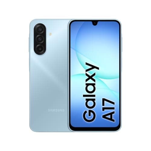 Image of Samsung Galaxy A17 4G, AI Smartphone, Slim 7.5mm Frame, Large Screen Unlocked Phone, 50MP Camera, 128GB Storage, 4GB Memory, 5000 mAh Battery, Light Blue, 3 Year Extended Warranty (UK Version)