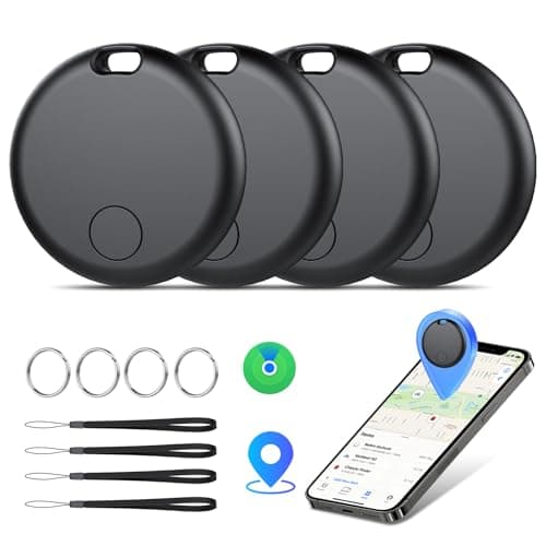 Image of Tracker Tags Bluetooth Item Finder-4Pack,Compatible with Apple Find My APP (iOS Only) Replaceable Battery, IP67 Waterproof, Suitable for Luggage, Bags, Wallets, Backpacks, Keys Tracking Tag, Black