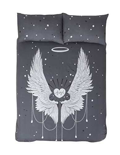 Image of Rapport Bedding ANGEL WINGS Shimmer Detail Duvet Cover Set Grey Single