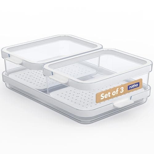 Image of Rotho CAUMA Airtight Food Storage Containers Set – 3-Piece Kitchen Organiser, Stackable, BPA-Free