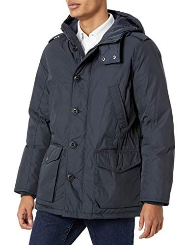 Image of Tommy Hilfiger Men's Poly Twill Full-Length Hooded Parka, Navy, Medium