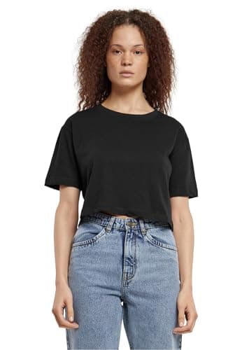 Image of Urban Classics Womens Ladies Short Oversized Tee T-Shirt, Black, M UK