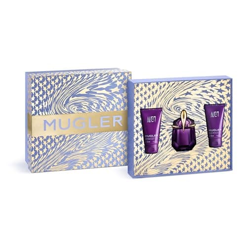 Image of Mugler Alien Eau de Parfum Gift Set for Women, Ambery Woody Floral Fragrance with Jasmine Sambac, Cashmere Wood and White Amber, Refillable 30ml Perfume with 50ml Body Lotion and Shower Gel