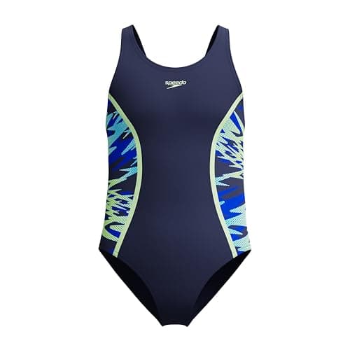Image of Speedo Girl's Hyperboom Splice Muscleback One Piece Swimsuit, Navy Blue, 10