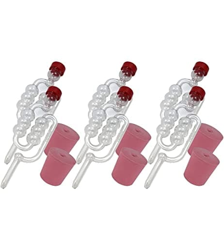 Image of 6 x Fermentation Airlocks & Bored Rubber Bungs for Glass Demijohns for Making Wine, Beer, Cider and Mead from Almost Off Grid